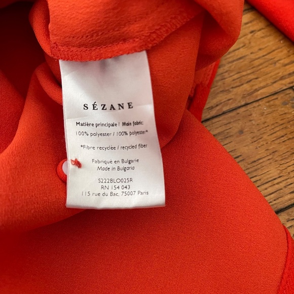 Sézane Abélia Blouse Orange Red Size 34 US 2 - Picture 7 of 10